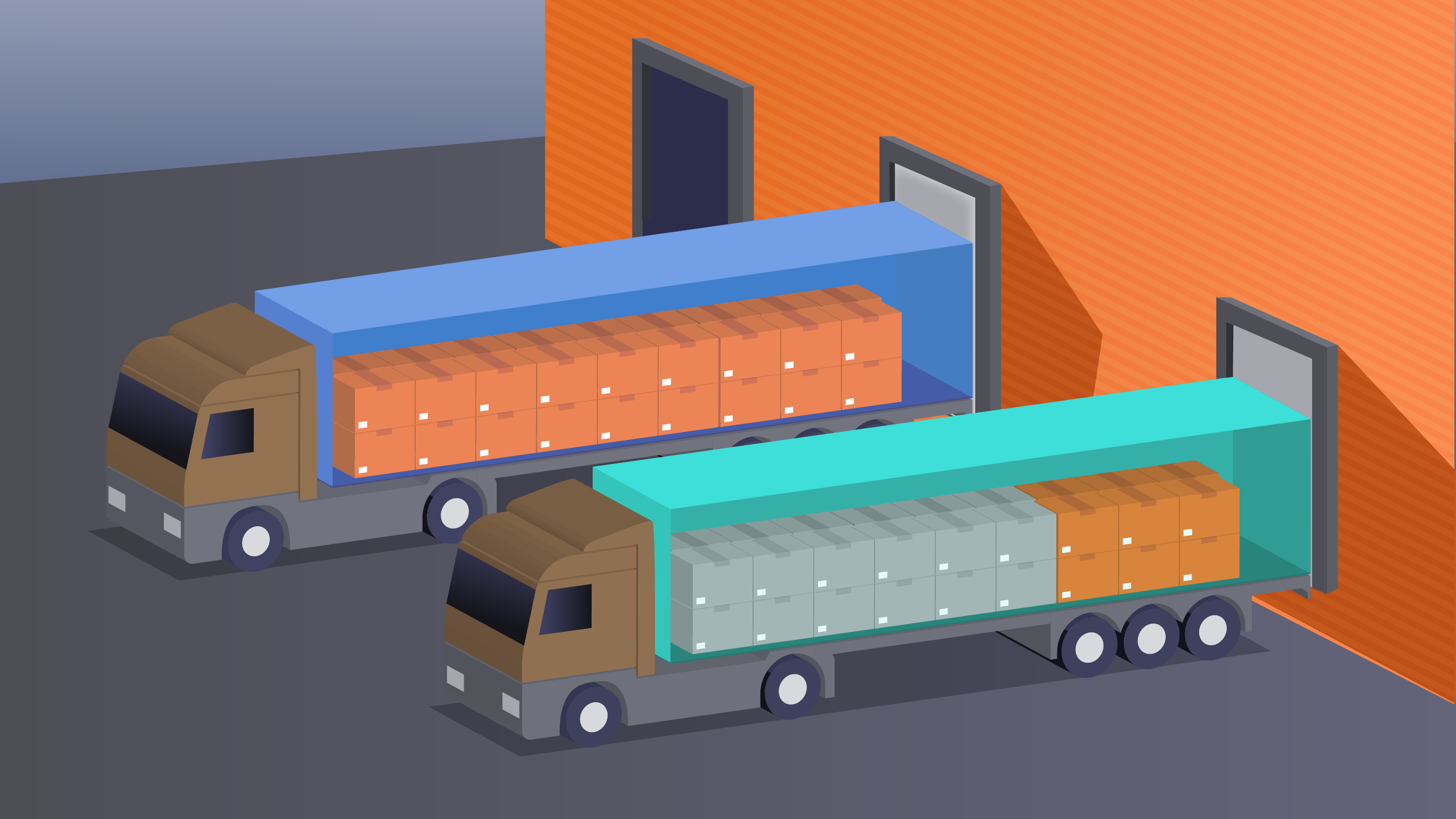 animation of two trucks