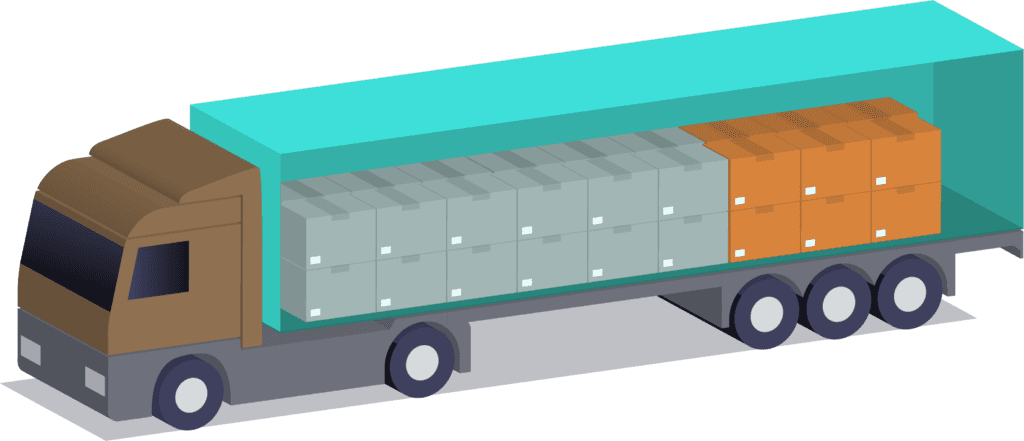 animation of packages inside of a truck
