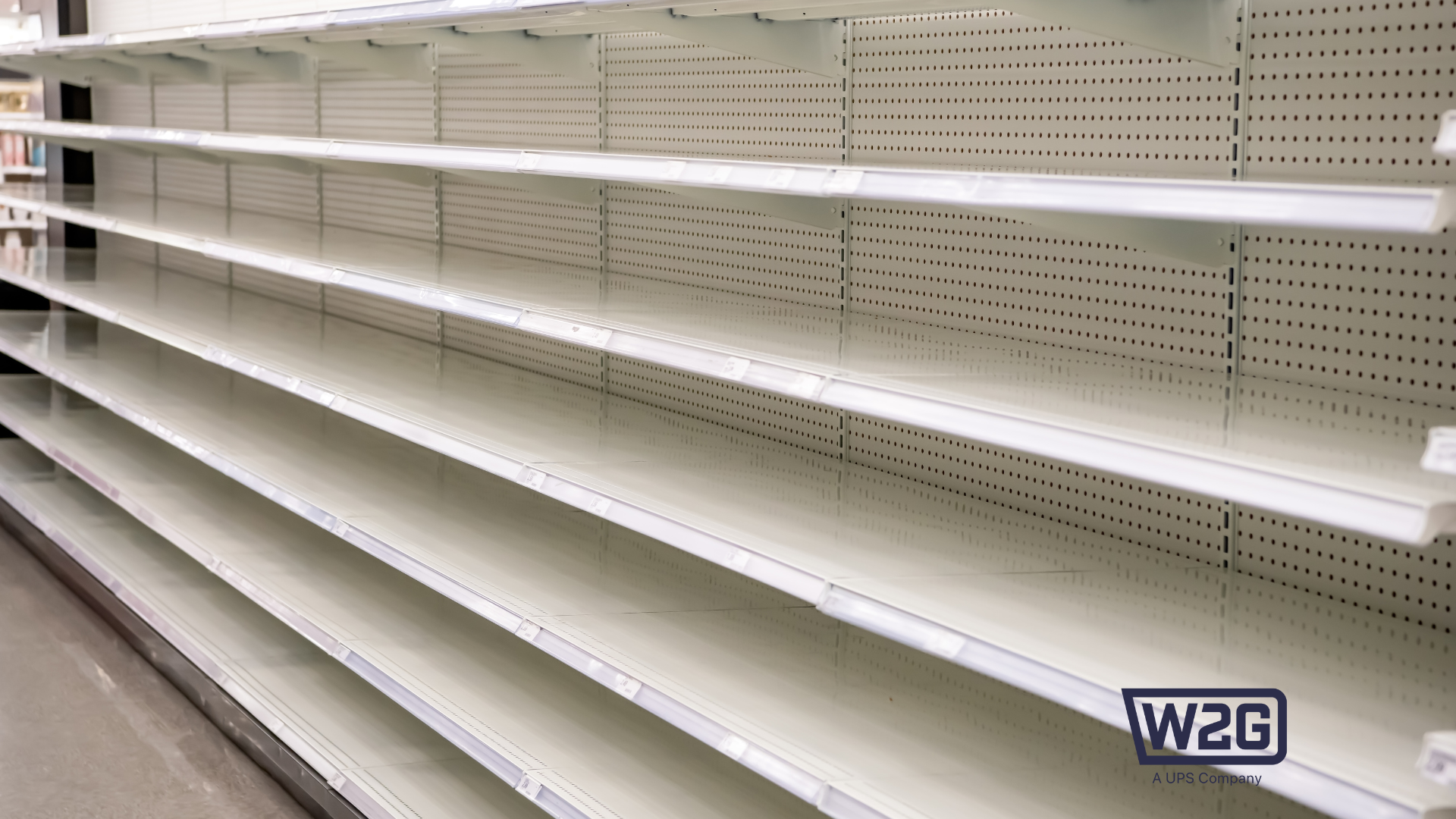 Empty store shelves illustrating stockout situation in retail